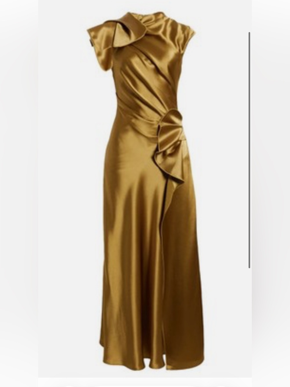 Acler Ramshaw Gold Metallic Pleated Satin Gown